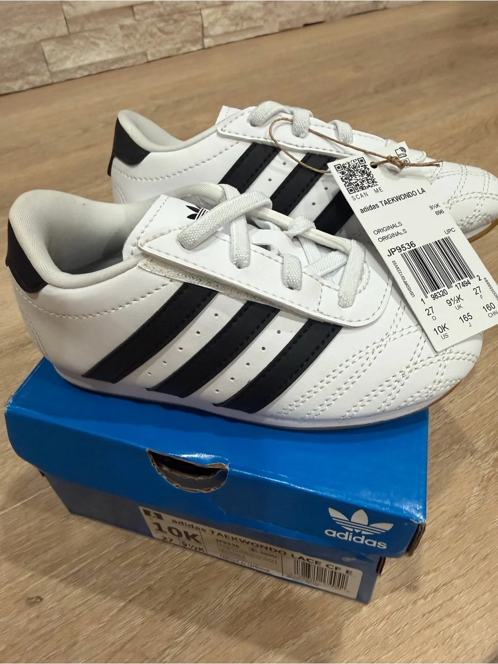 adidas Kids White & Black Taekwondo Sneakers